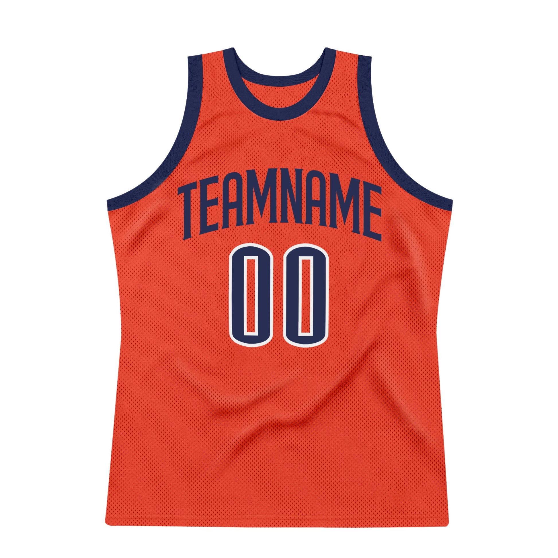 Custom Orange Navy-White Authentic Throwback Basketball Jersey view 7