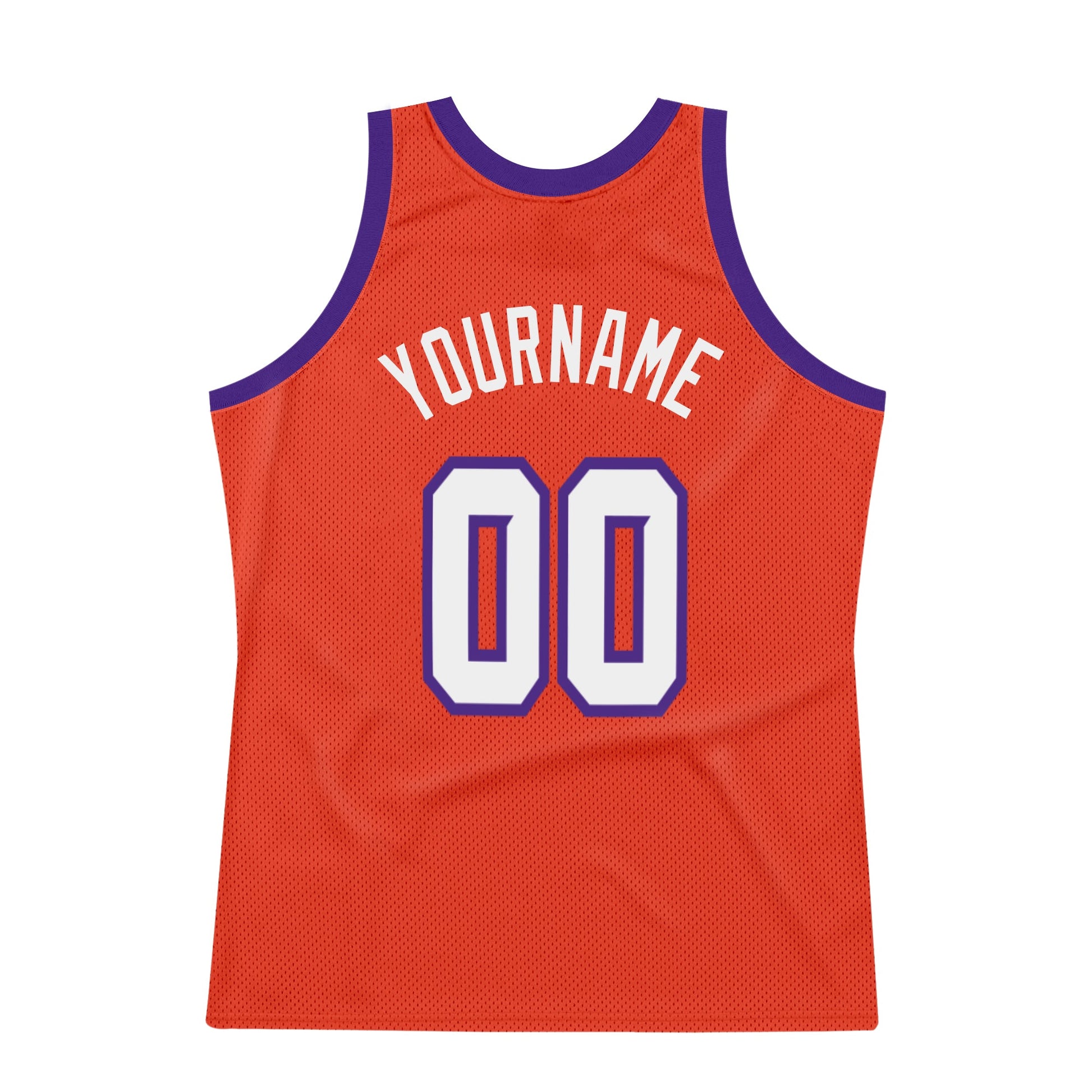 Custom Orange White-Purple Authentic Throwback Basketball Jersey view 6