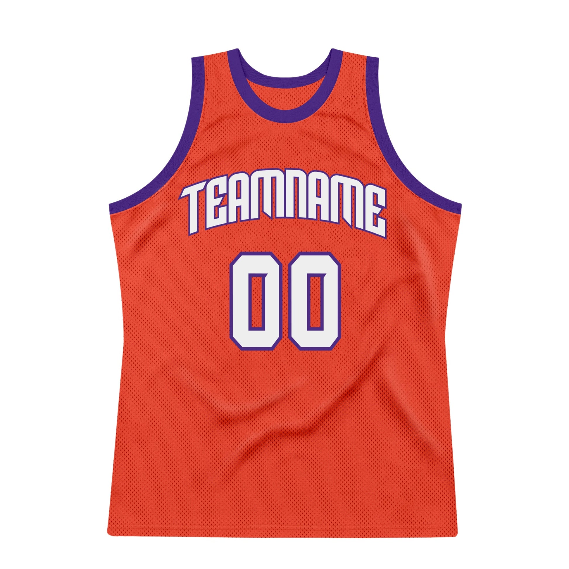 Custom Orange White-Purple Authentic Throwback Basketball Jersey view 7