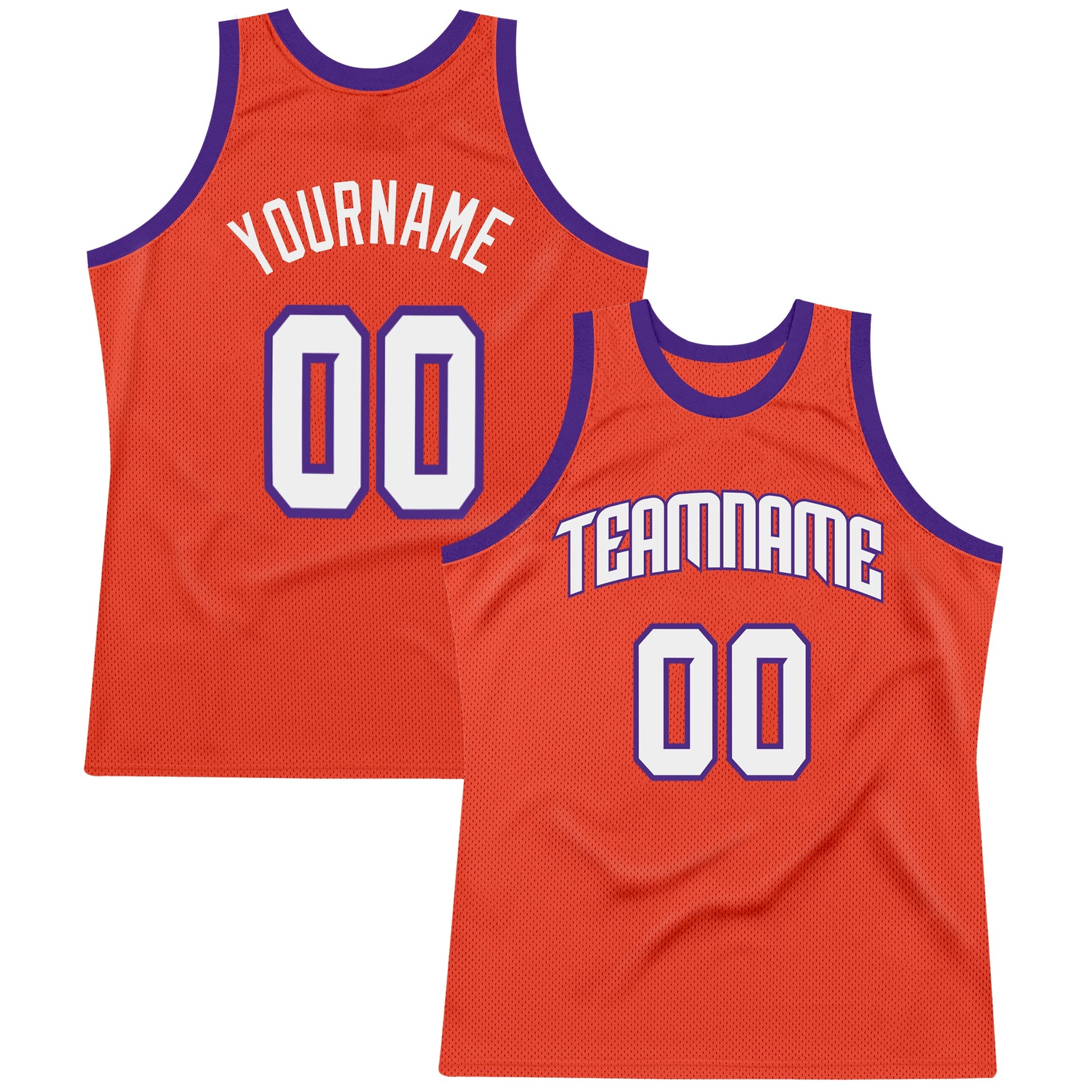 Custom Orange White-Purple Authentic Throwback Basketball Jersey - Main View