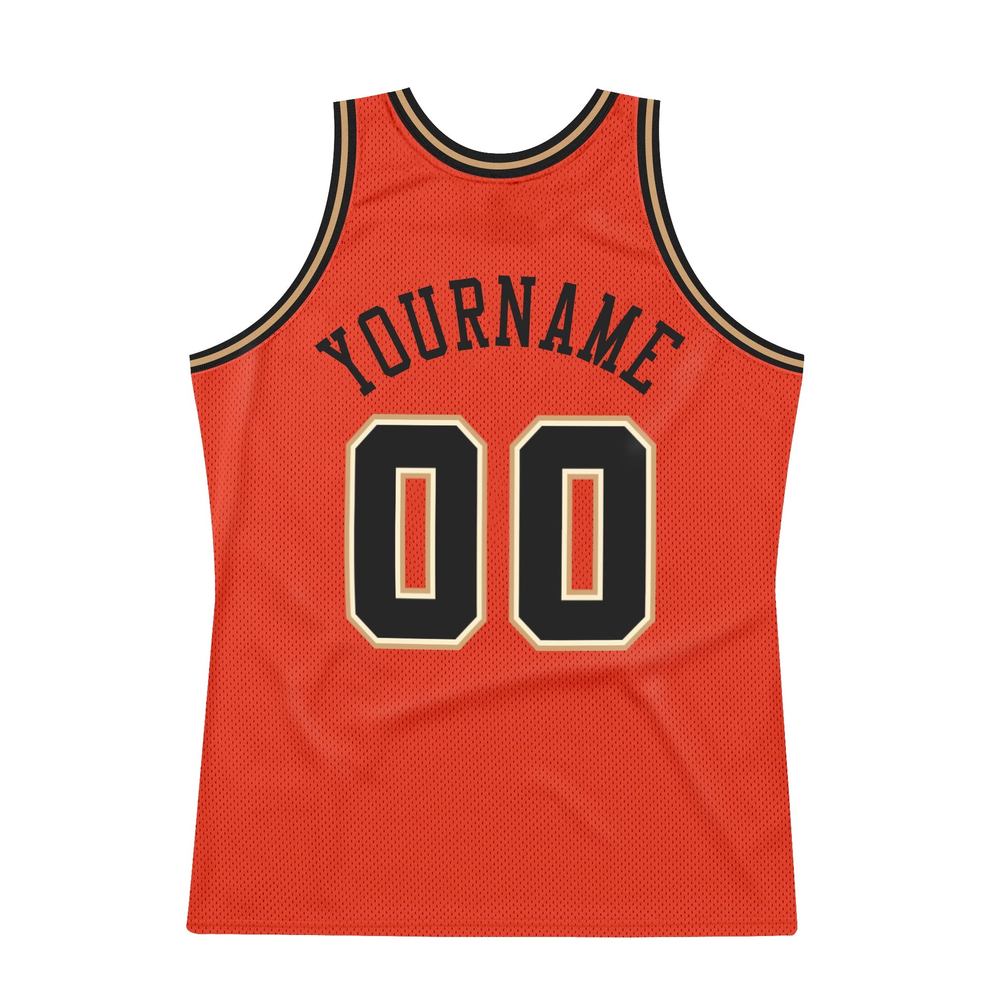 Custom Orange Black-Old Gold Authentic Throwback Basketball Jersey view 7