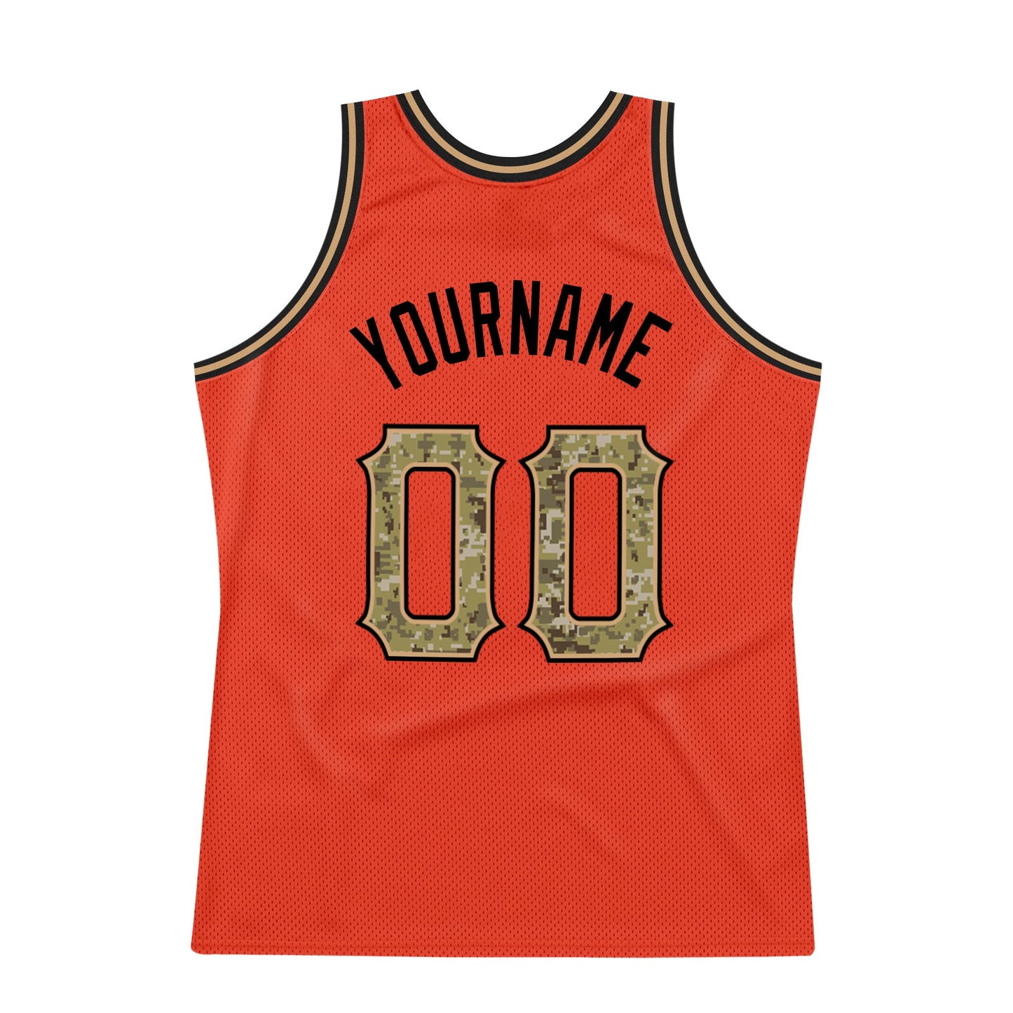 Custom Orange Camo-Old Gold Authentic Throwback Basketball Jersey view 5