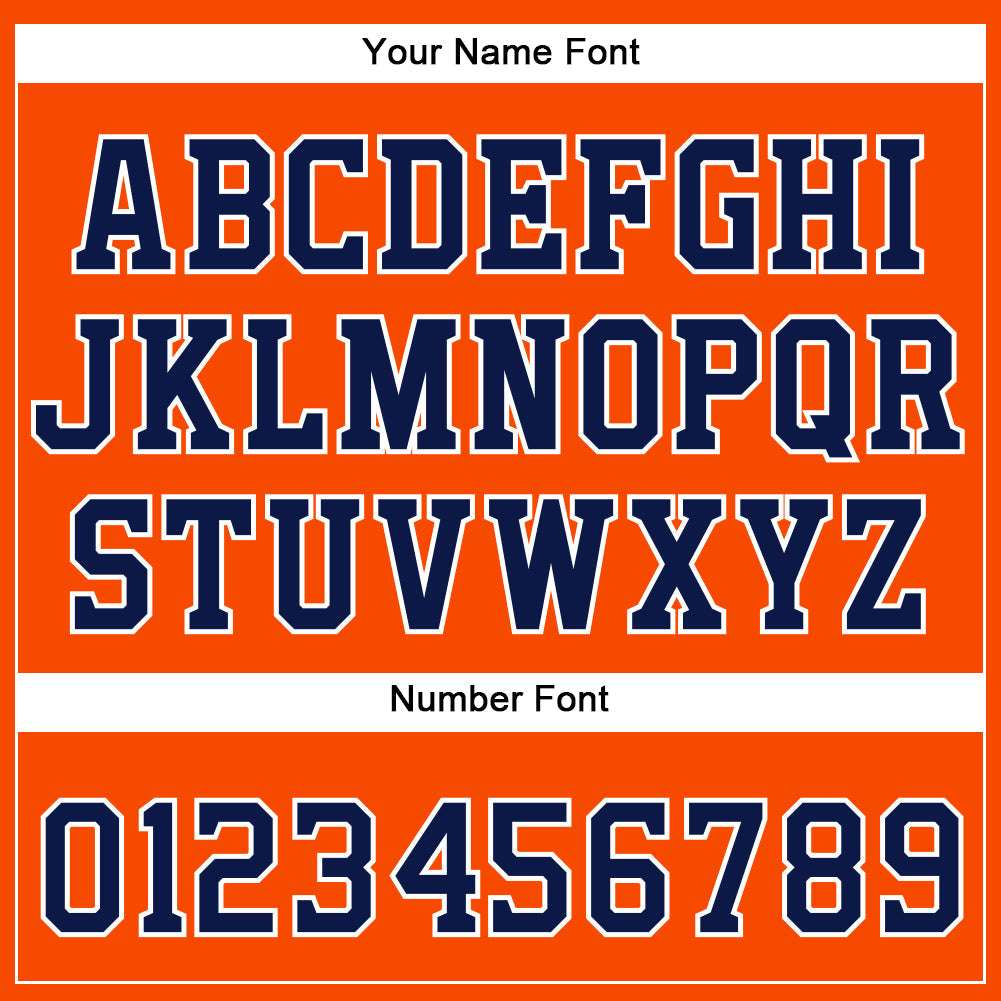 Custom Orange Navy-White Authentic Baseball Jersey view 4