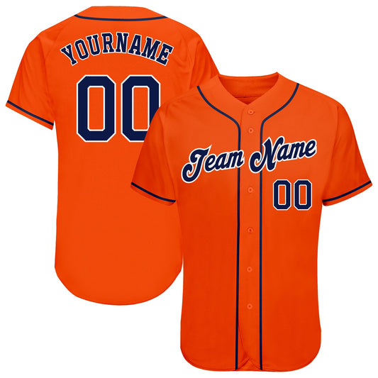 Custom Orange Navy-White Authentic Baseball Jersey - Main View