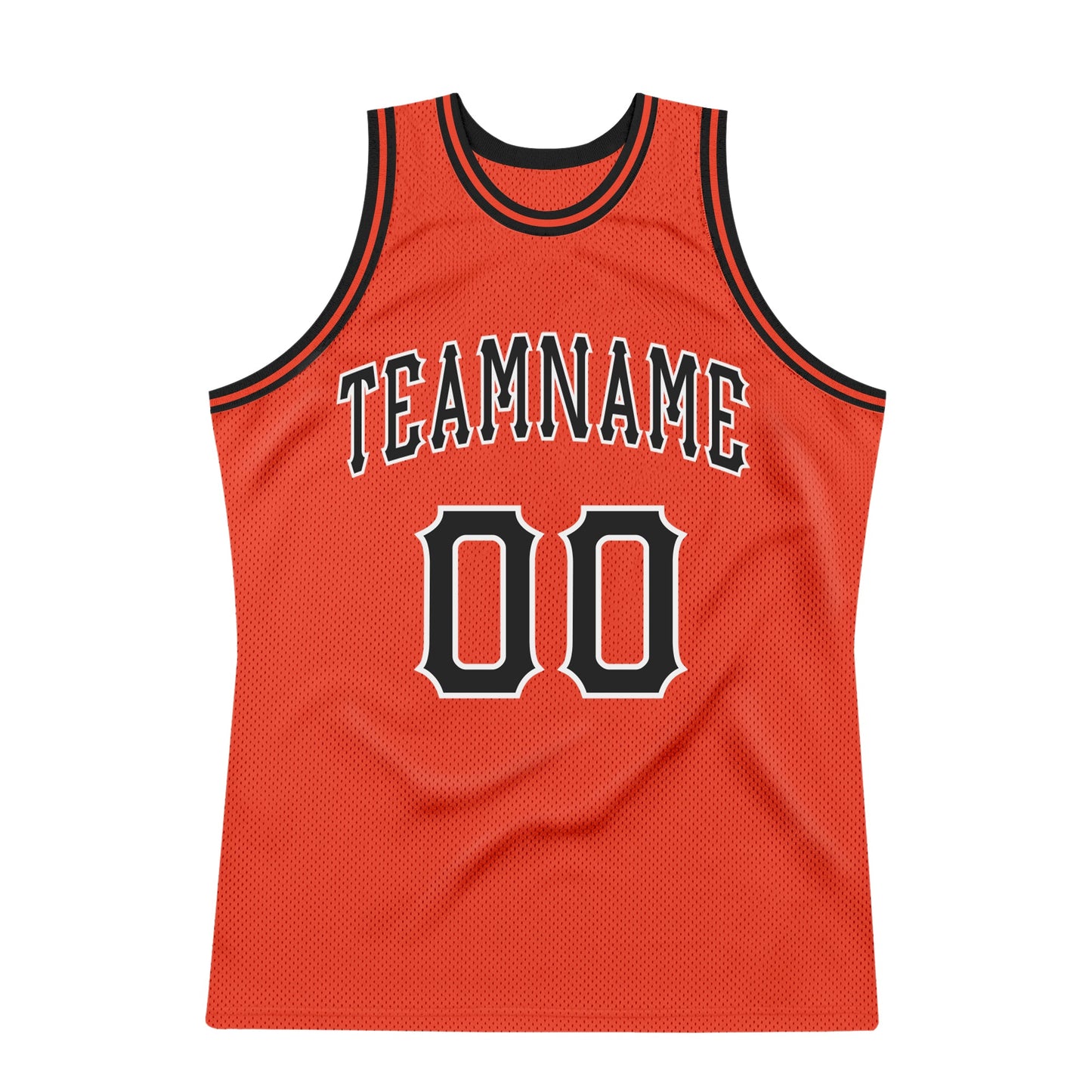 Custom Orange Black-White Authentic Throwback Basketball Jersey view 5