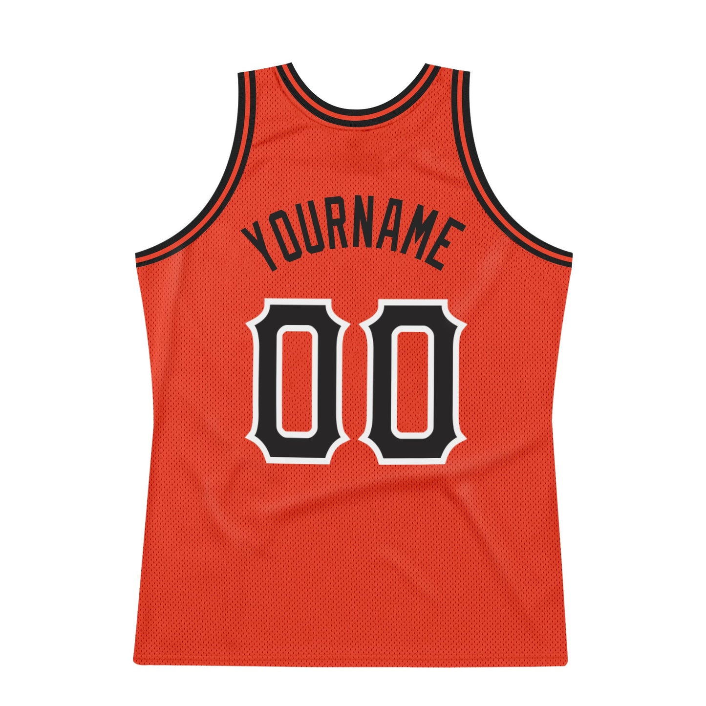 Custom Orange Black-White Authentic Throwback Basketball Jersey view 6