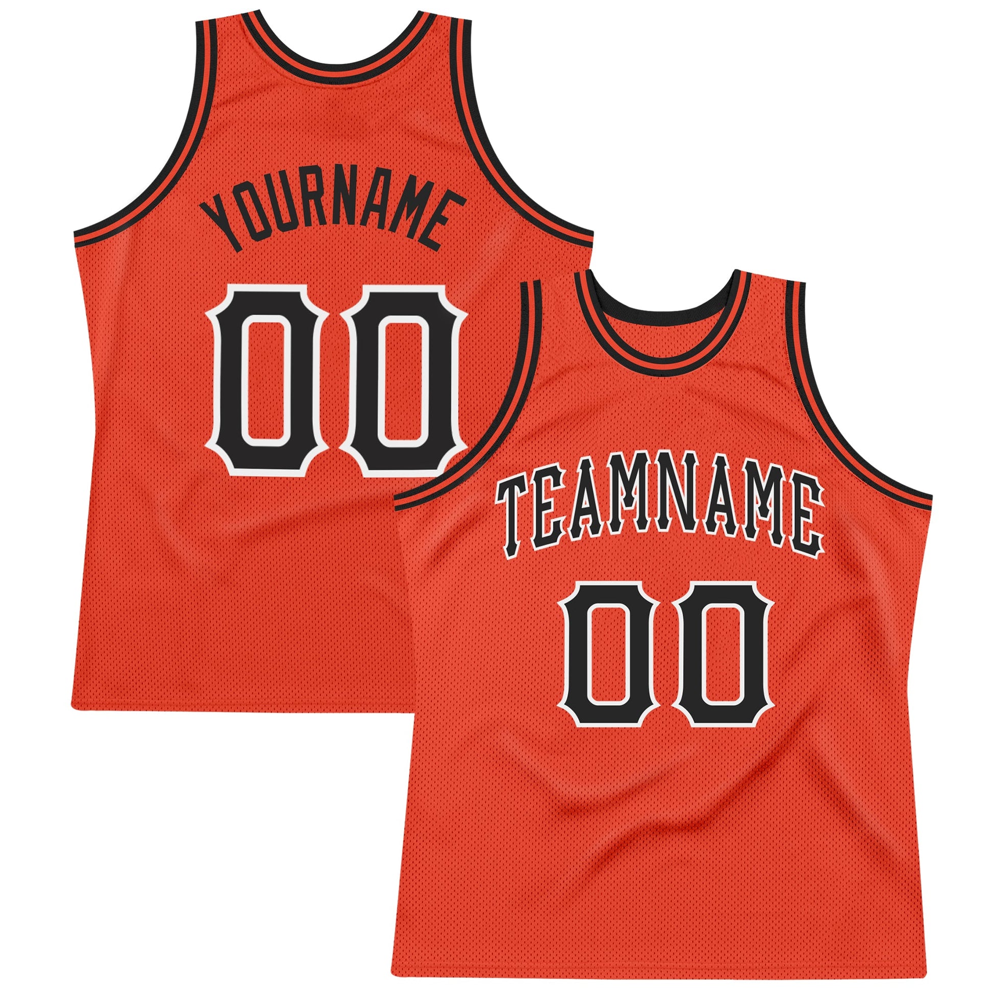 Custom Orange Black-White Authentic Throwback Basketball Jersey - Main View
