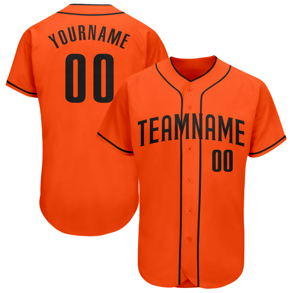 Custom Orange Black Authentic Baseball Jersey - Main View
