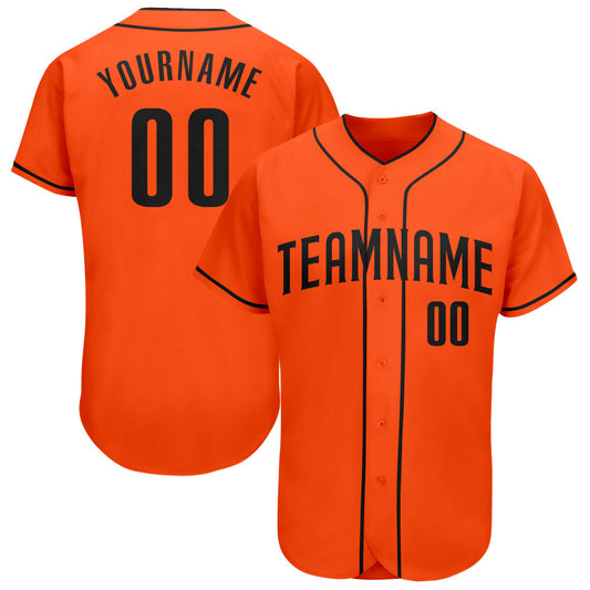 Custom Orange Black Authentic Baseball Jersey - Main View