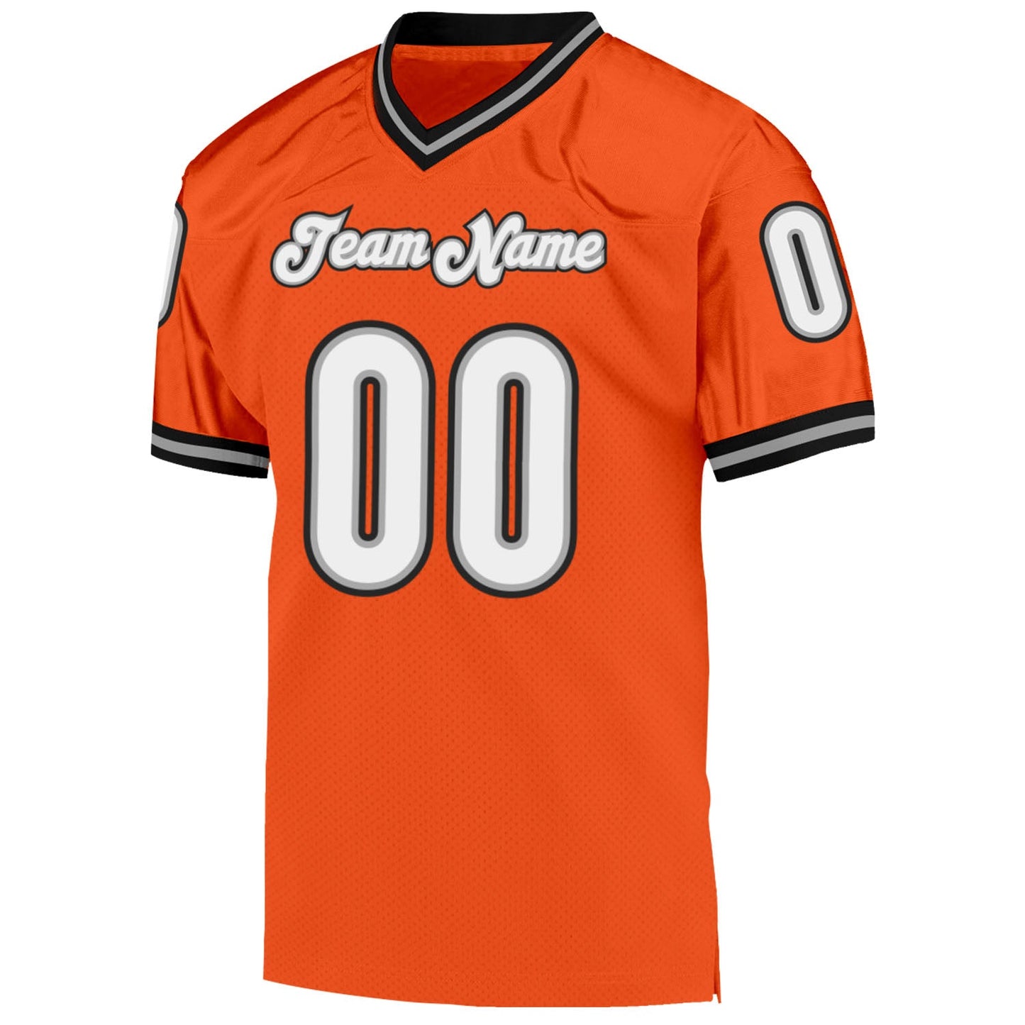 Custom Orange White-Black Mesh Authentic Throwback Football Jersey view 2