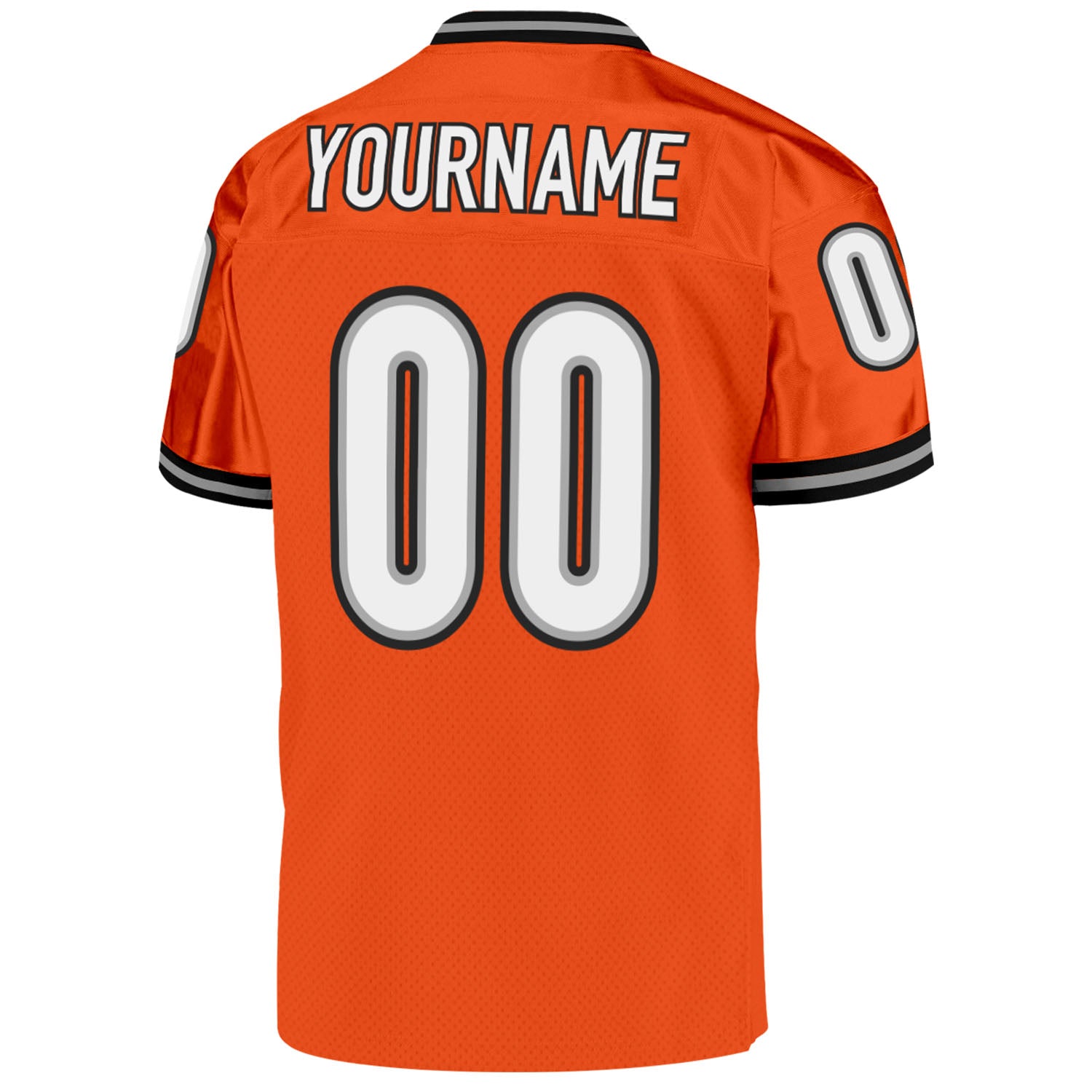 Custom Orange White-Black Mesh Authentic Throwback Football Jersey view 3