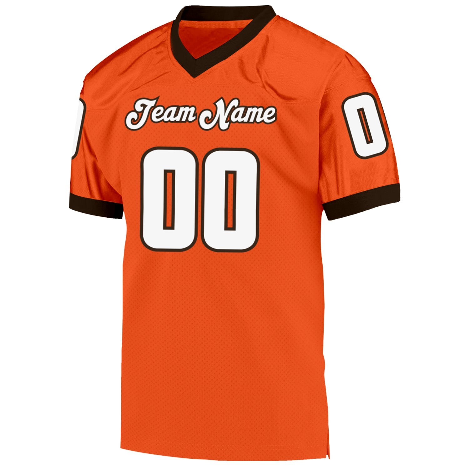 Custom Orange White-Brown Mesh Authentic Throwback Football Jersey view 2