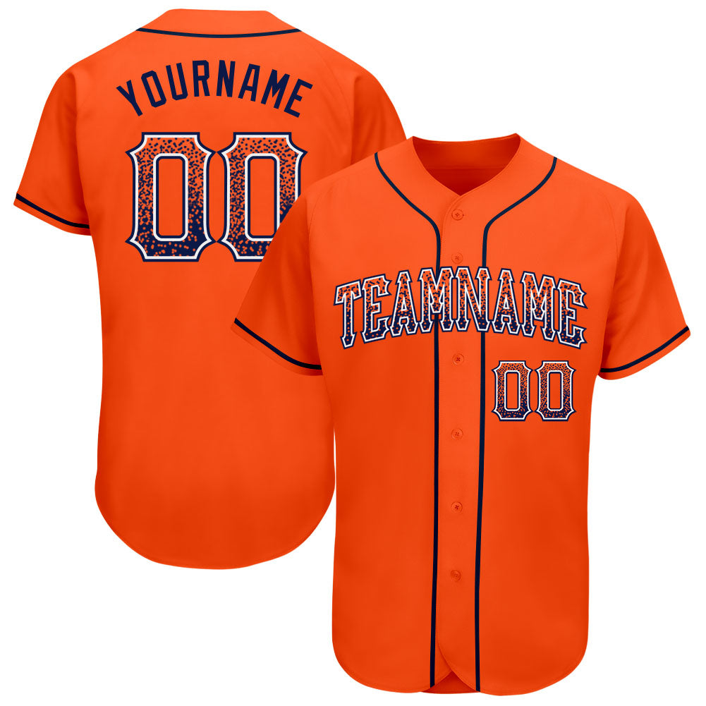 Custom Orange Navy-White Authentic Drift Fashion Baseball Jersey - Main View