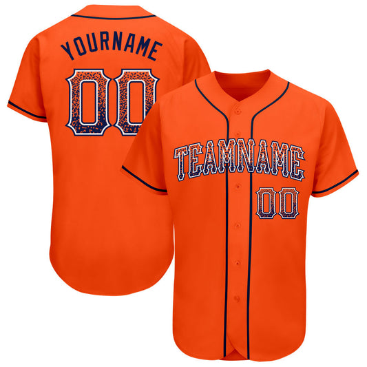 Custom Orange Navy-White Authentic Drift Fashion Baseball Jersey - Main View