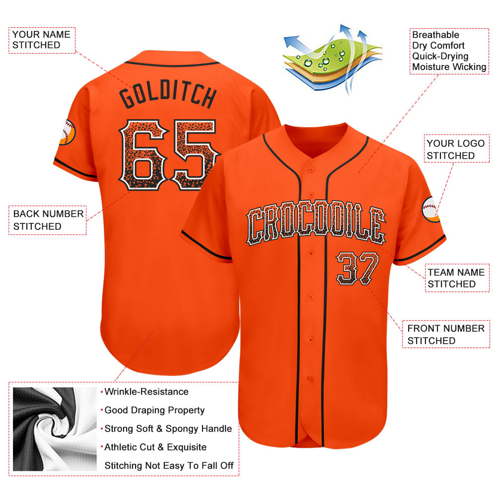 Custom Orange Black-White Authentic Drift Fashion Baseball Jersey view 3