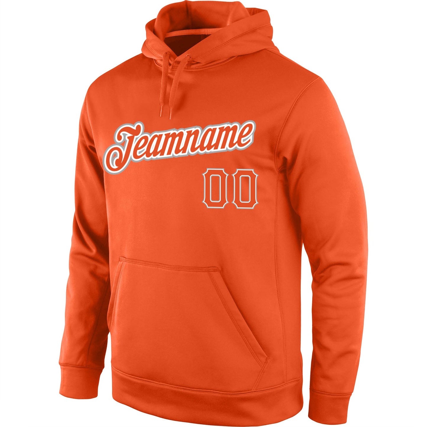 Custom Stitched Orange Orange-Gray Sports Pullover Sweatshirt Hoodie view 2