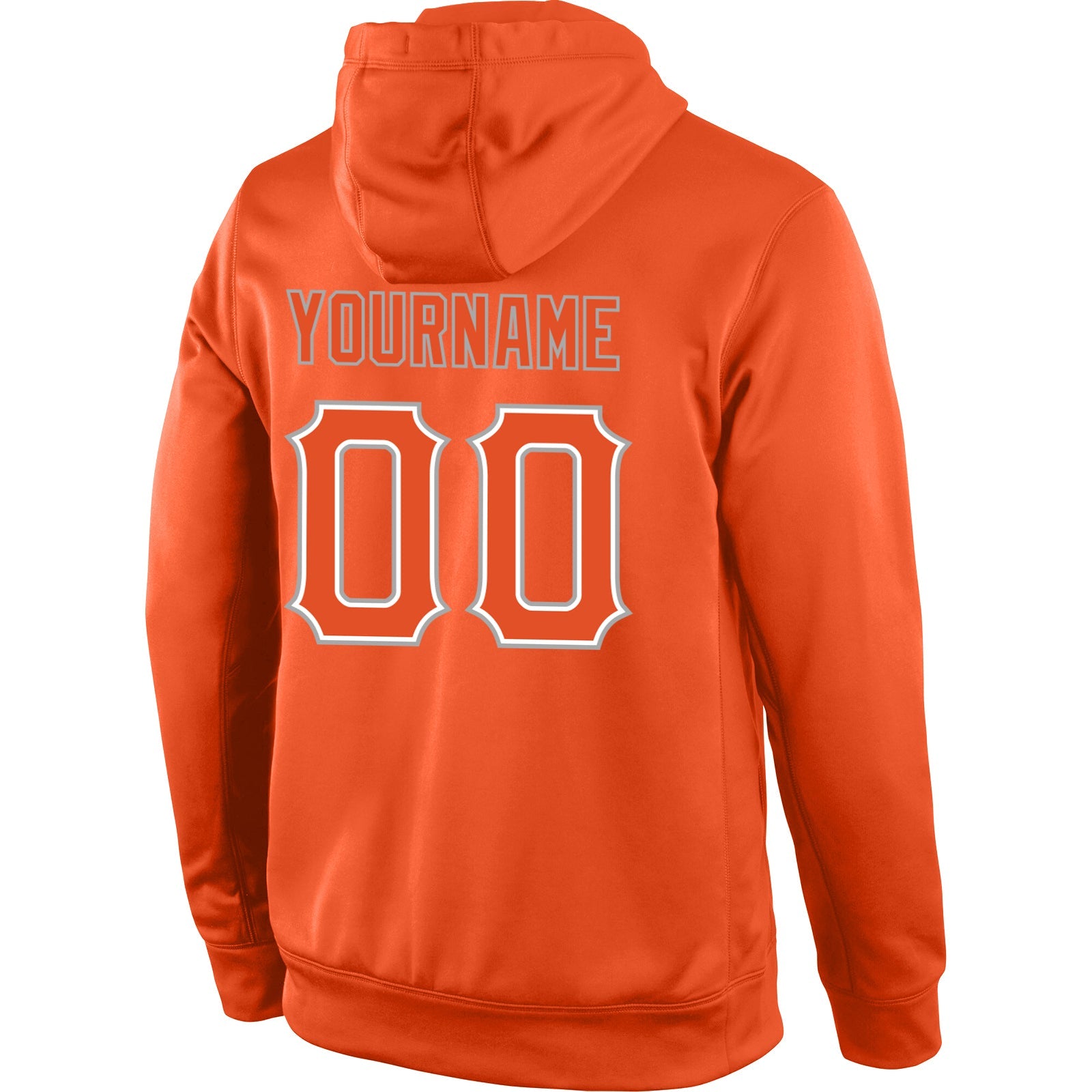 Custom Stitched Orange Orange-Gray Sports Pullover Sweatshirt Hoodie view 3