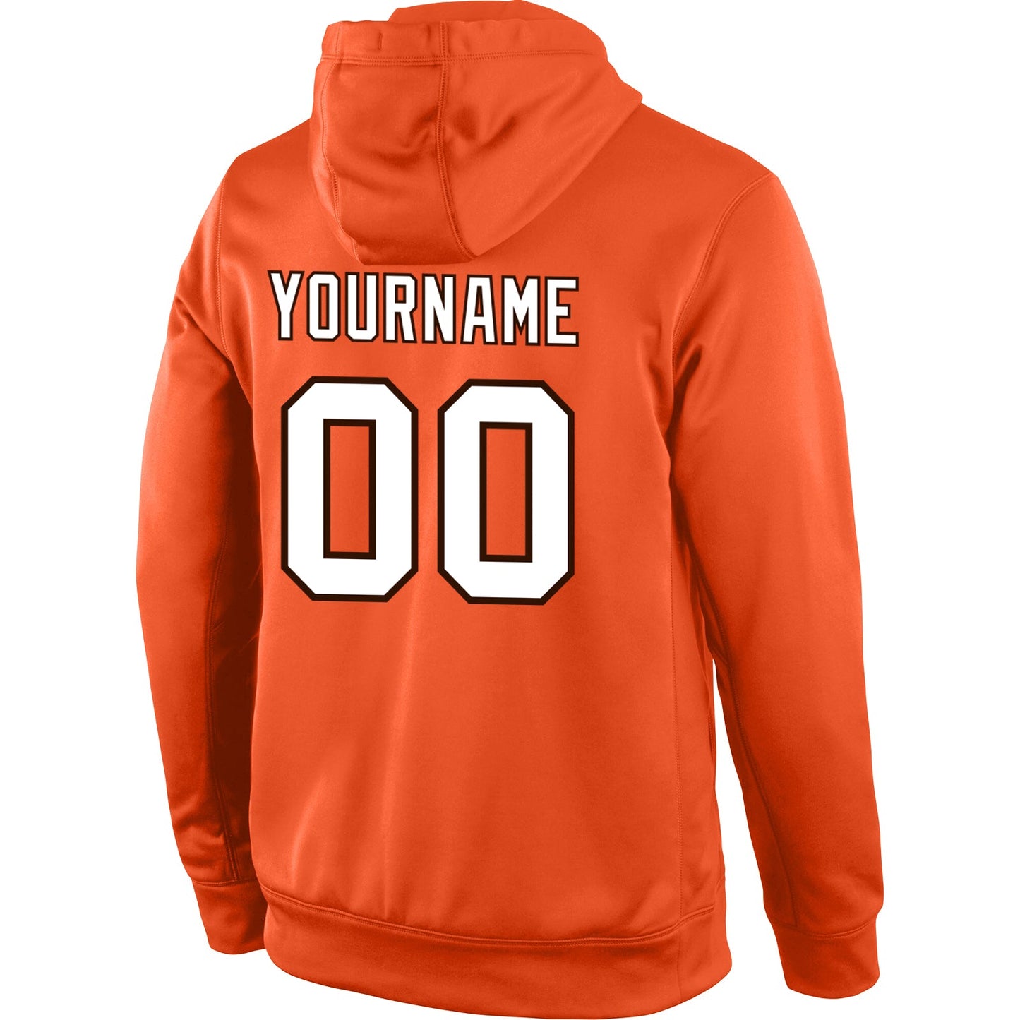 Custom Stitched Orange White-Brown Sports Pullover Sweatshirt Hoodie view 3
