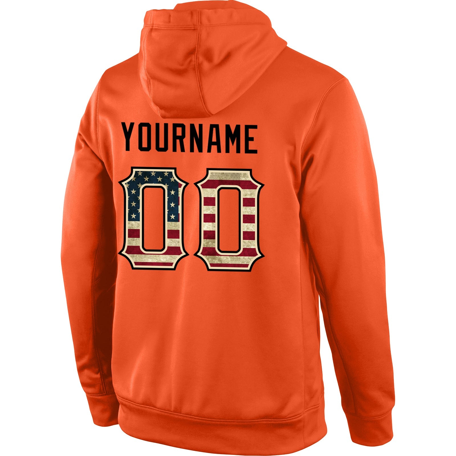 Custom Stitched Orange Vintage USA Flag-Cream Sports Pullover Sweatshirt Hoodie view 3