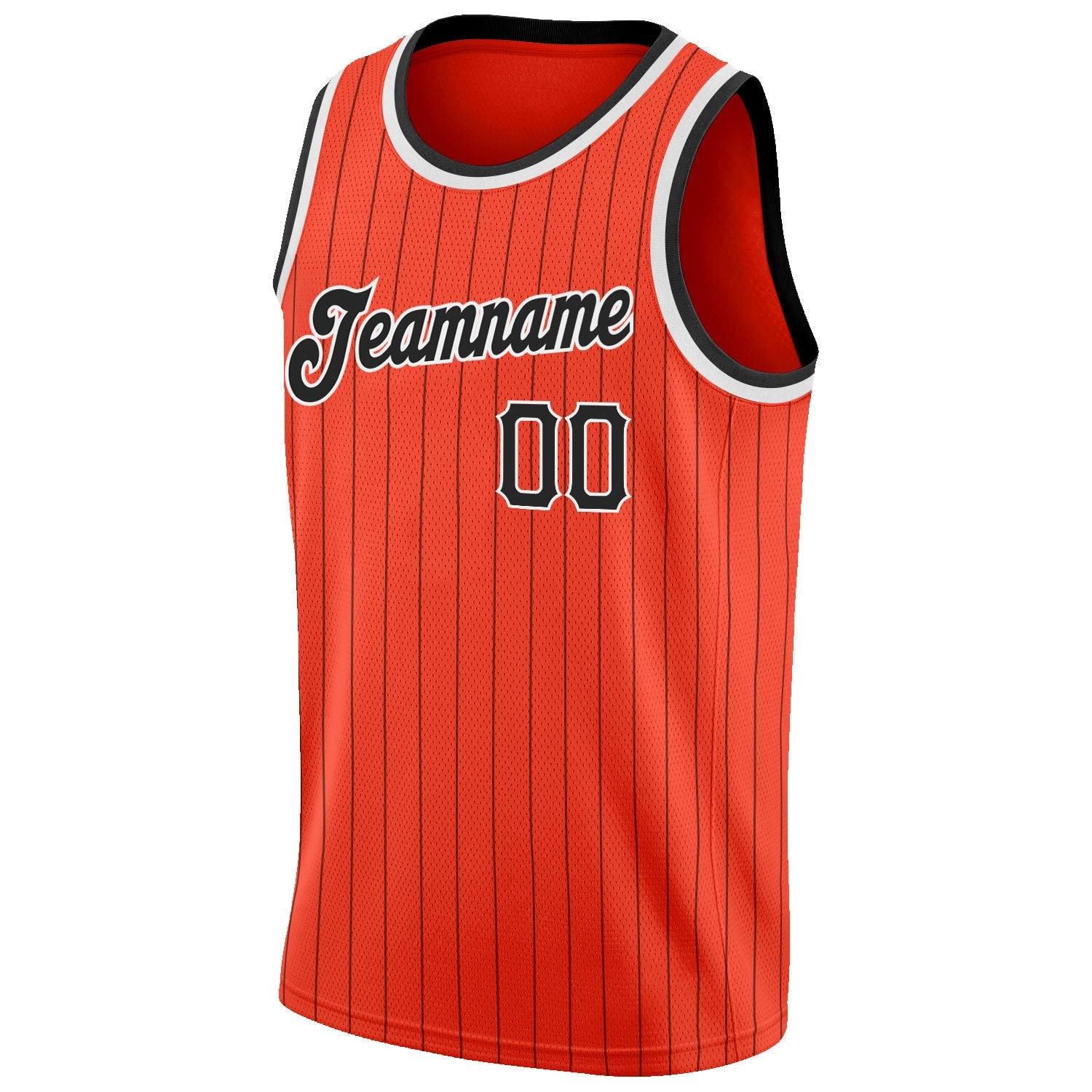 Custom Orange Black Pinstripe Black-White Authentic Basketball Jersey view 5