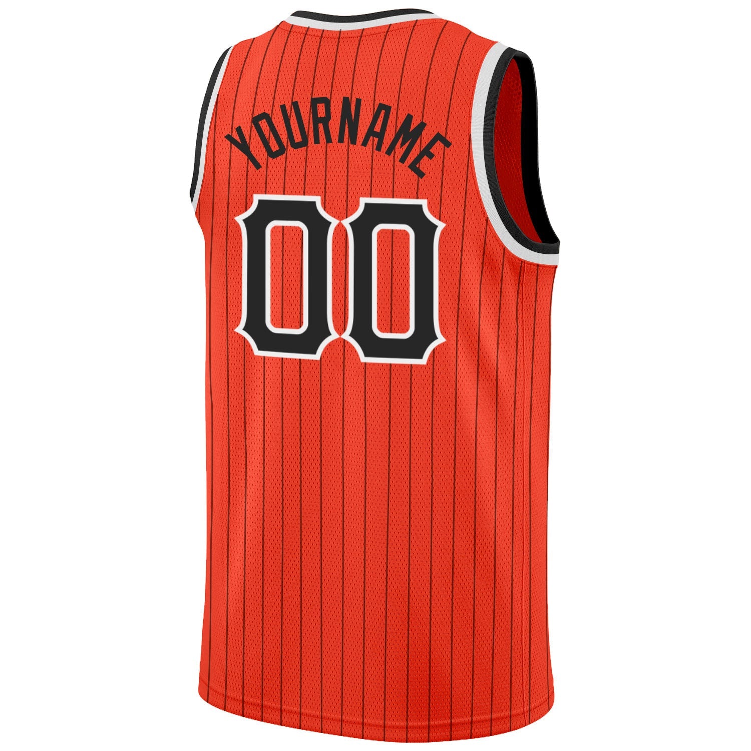 Custom Orange Black Pinstripe Black-White Authentic Basketball Jersey view 6