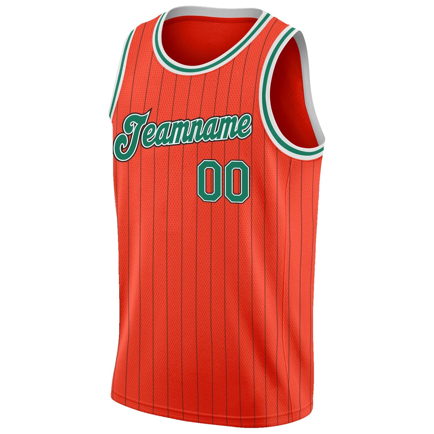 Custom Orange Black Pinstripe Kelly Green-White Authentic Basketball Jersey view 5