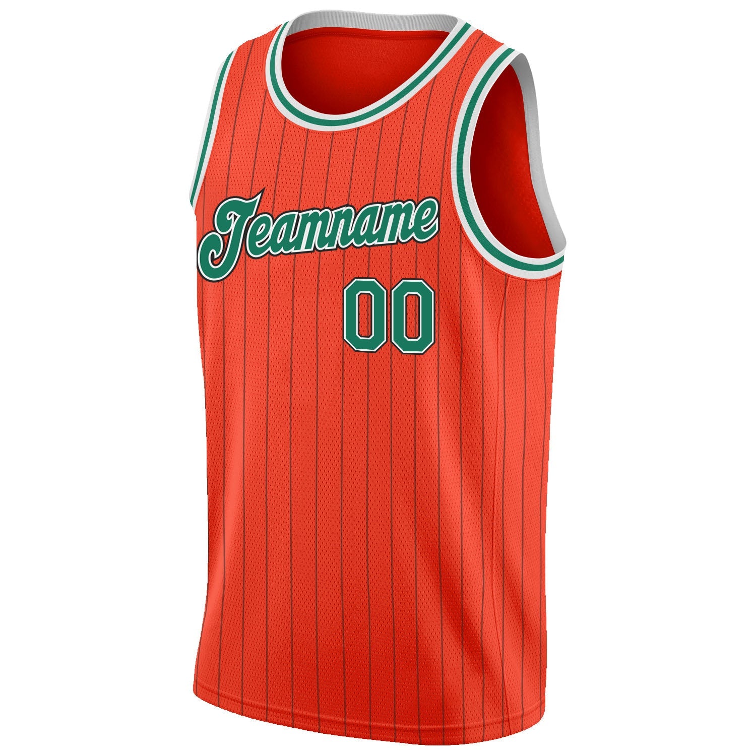 Custom Orange Black Pinstripe Kelly Green-White Authentic Basketball Jersey view 5