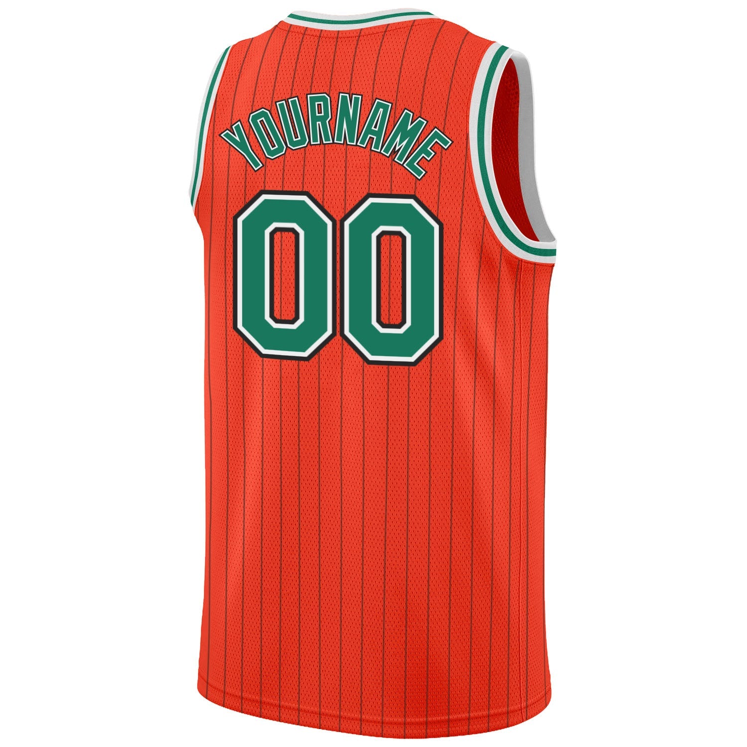 Custom Orange Black Pinstripe Kelly Green-White Authentic Basketball Jersey view 6