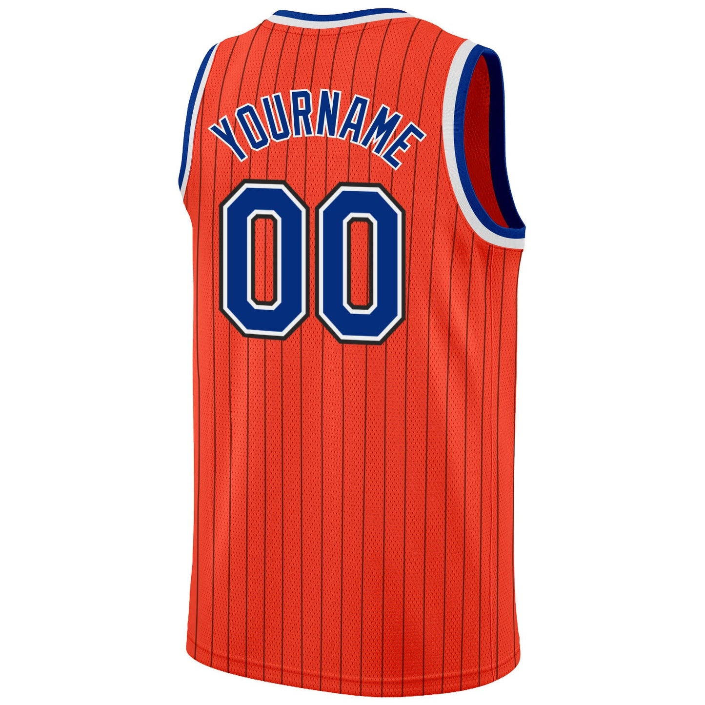Custom Orange Black Pinstripe Royal-White Authentic Basketball Jersey view 6