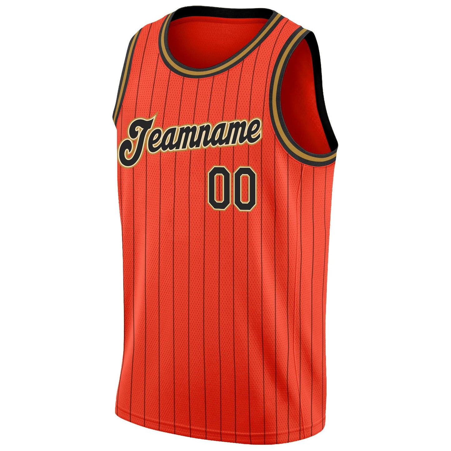 Custom Orange Black Pinstripe Black-Old Gold Authentic Basketball Jersey view 5