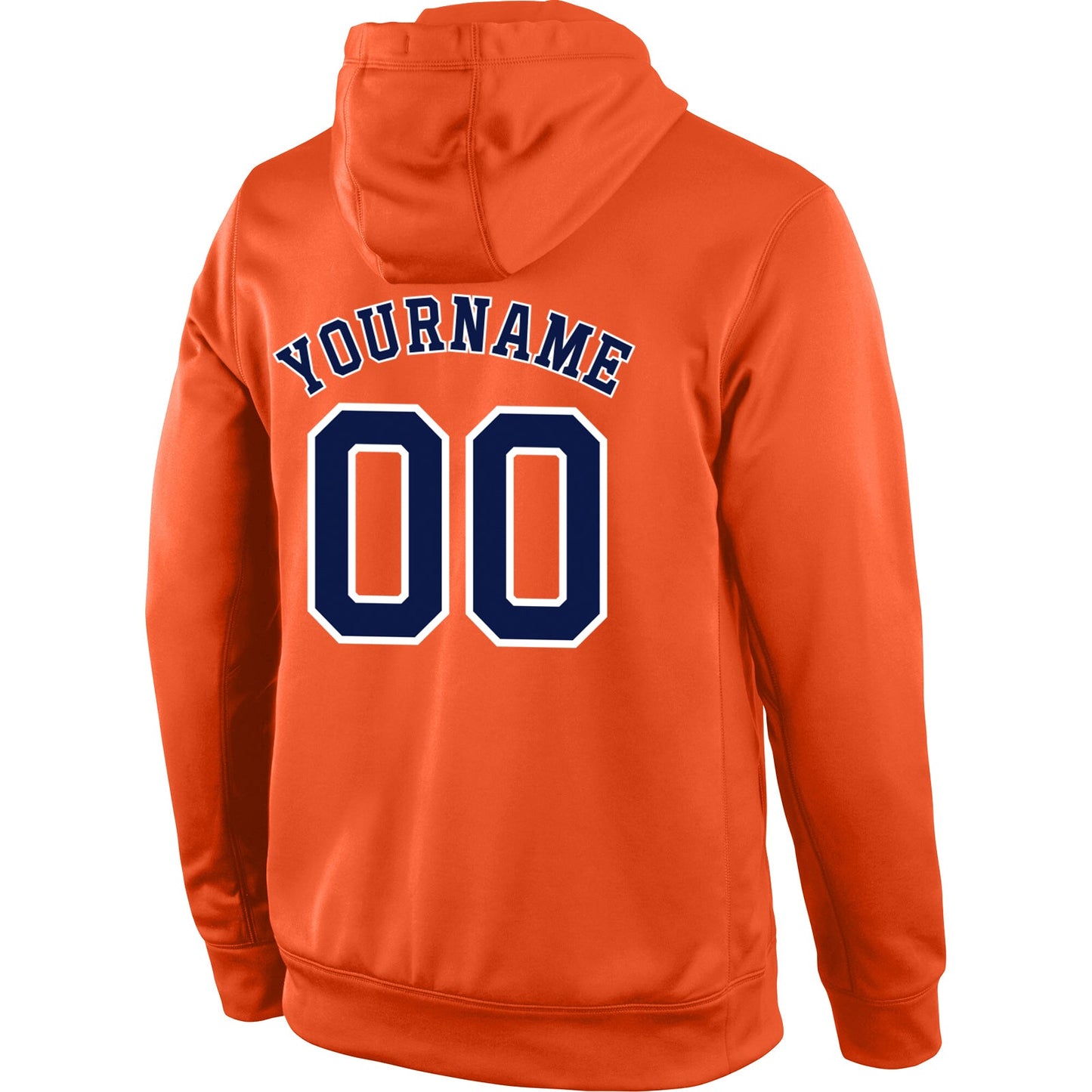 Custom Stitched Orange Navy-White Sports Pullover Sweatshirt Hoodie view 3