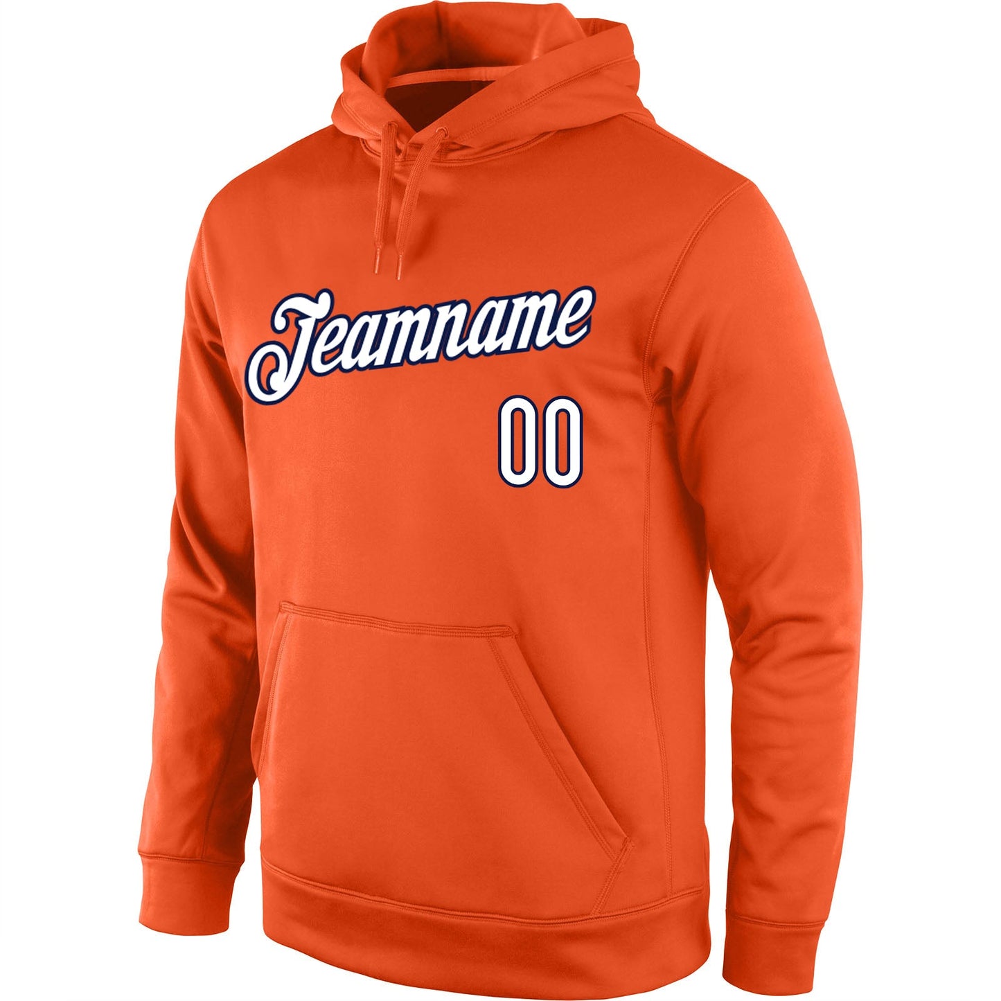 Custom Stitched Orange White-Navy Sports Pullover Sweatshirt Hoodie view 2