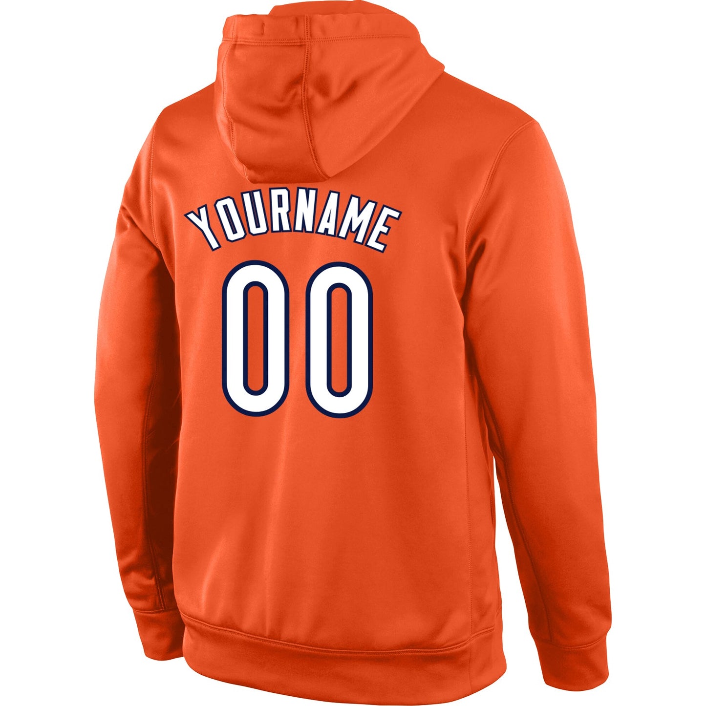 Custom Stitched Orange White-Navy Sports Pullover Sweatshirt Hoodie view 3