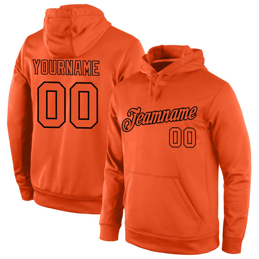 Custom Stitched Orange Orange-Black Sports Pullover Sweatshirt Hoodie - Main View
