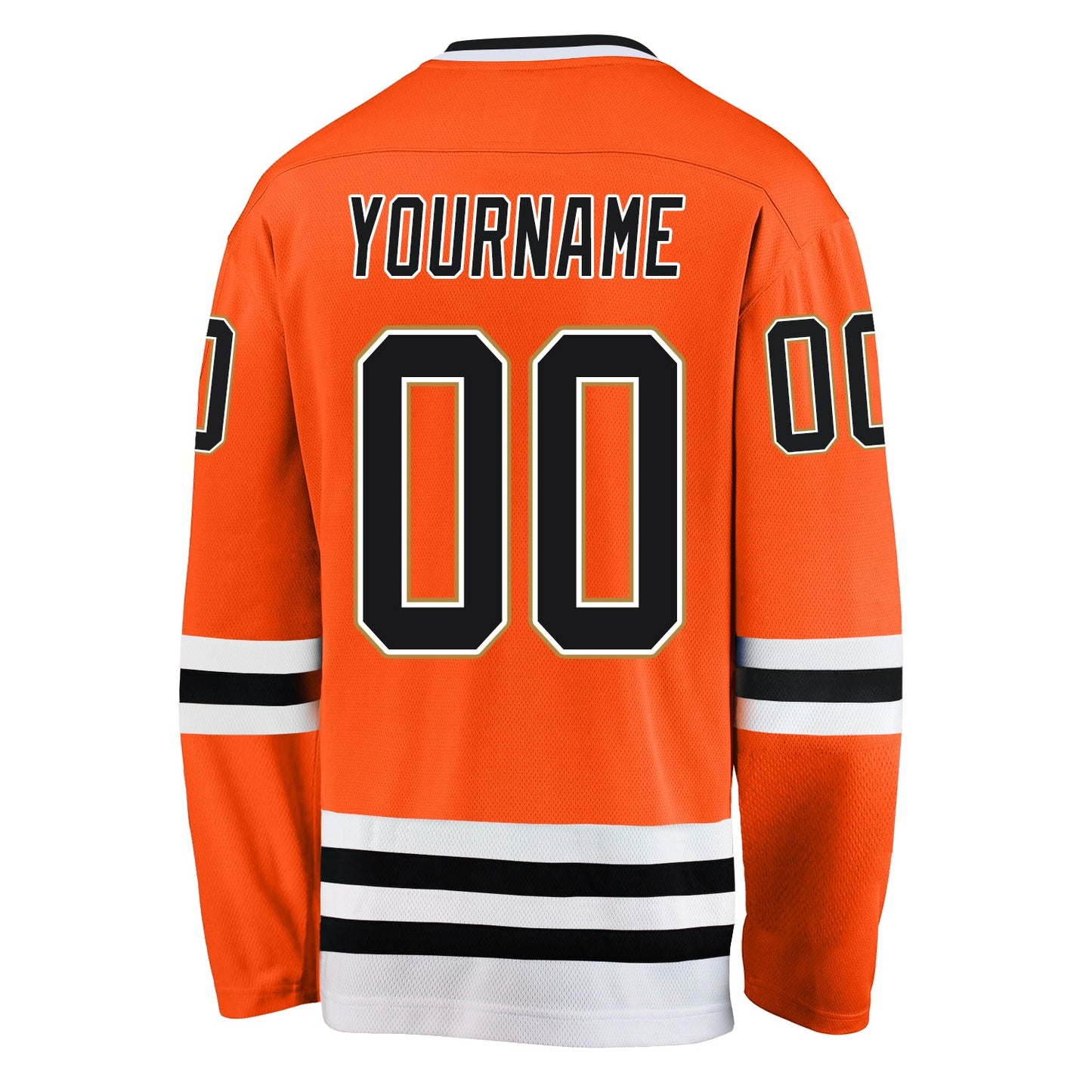 Custom Orange Black-Old Gold Hockey Jersey view 3