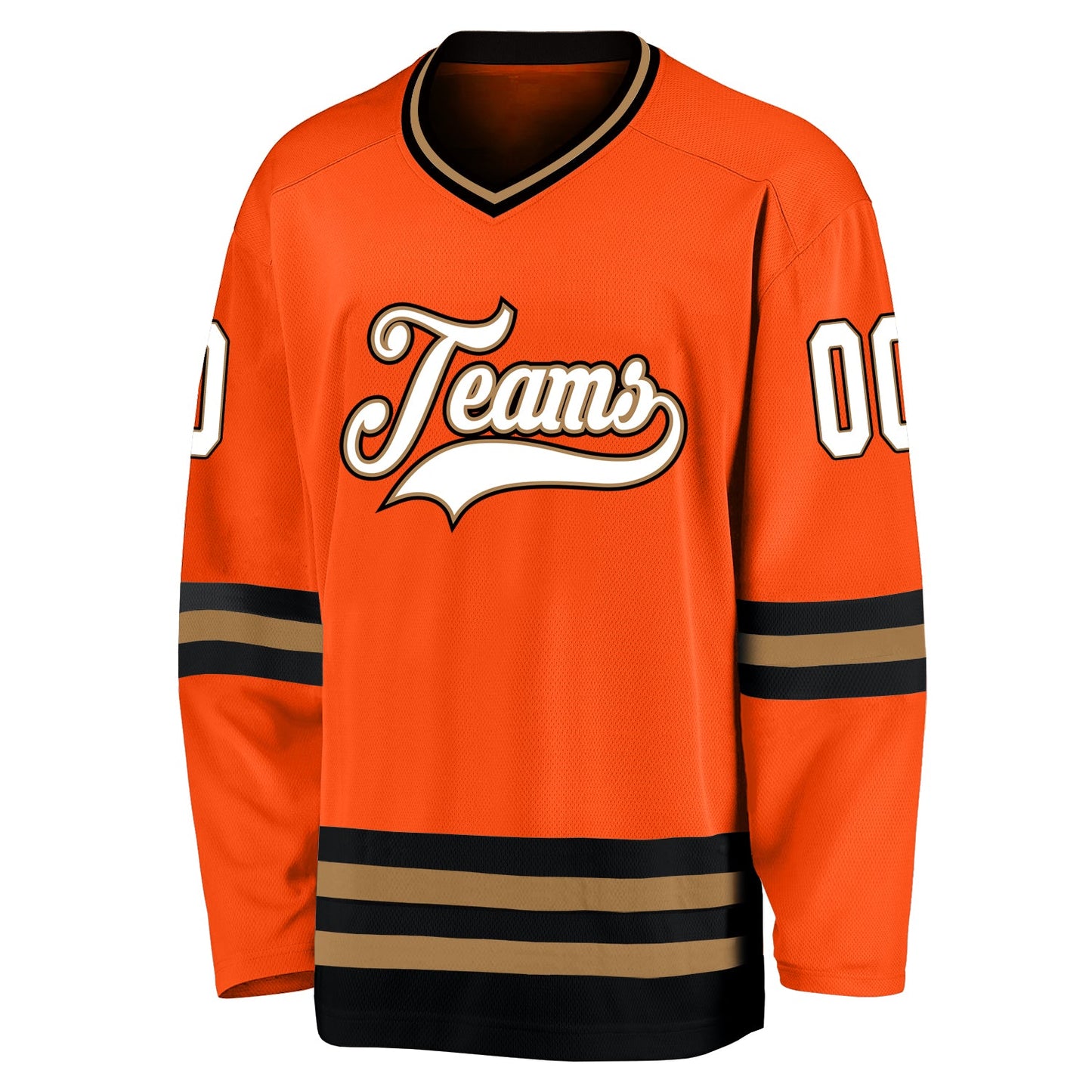 Custom Orange White-Black Hockey Jersey view 2