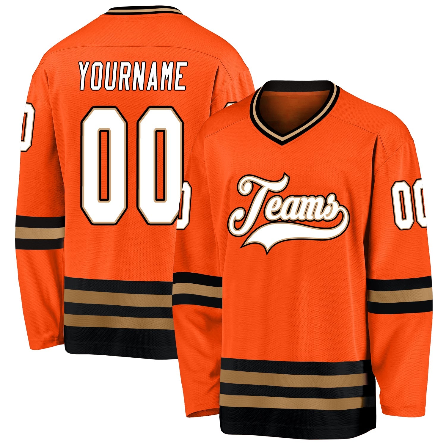 Custom Orange White-Black Hockey Jersey - Main View