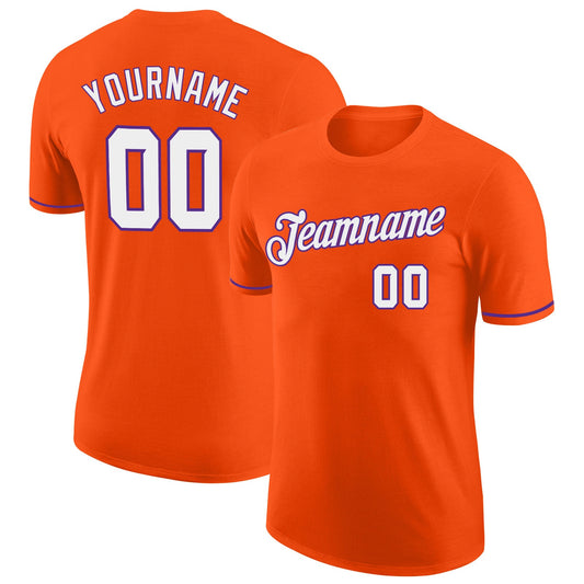 Custom Orange White-Purple Performance T-Shirt - Main View