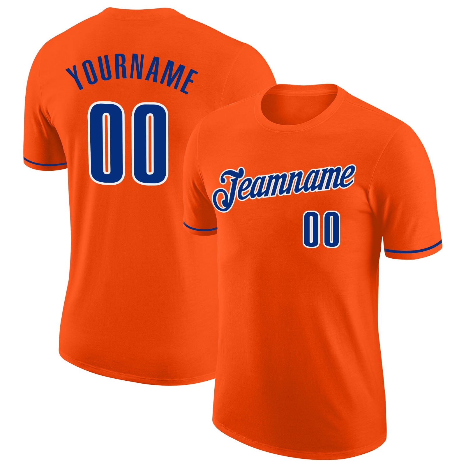 Custom Orange Royal-White Performance T-Shirt - Main View