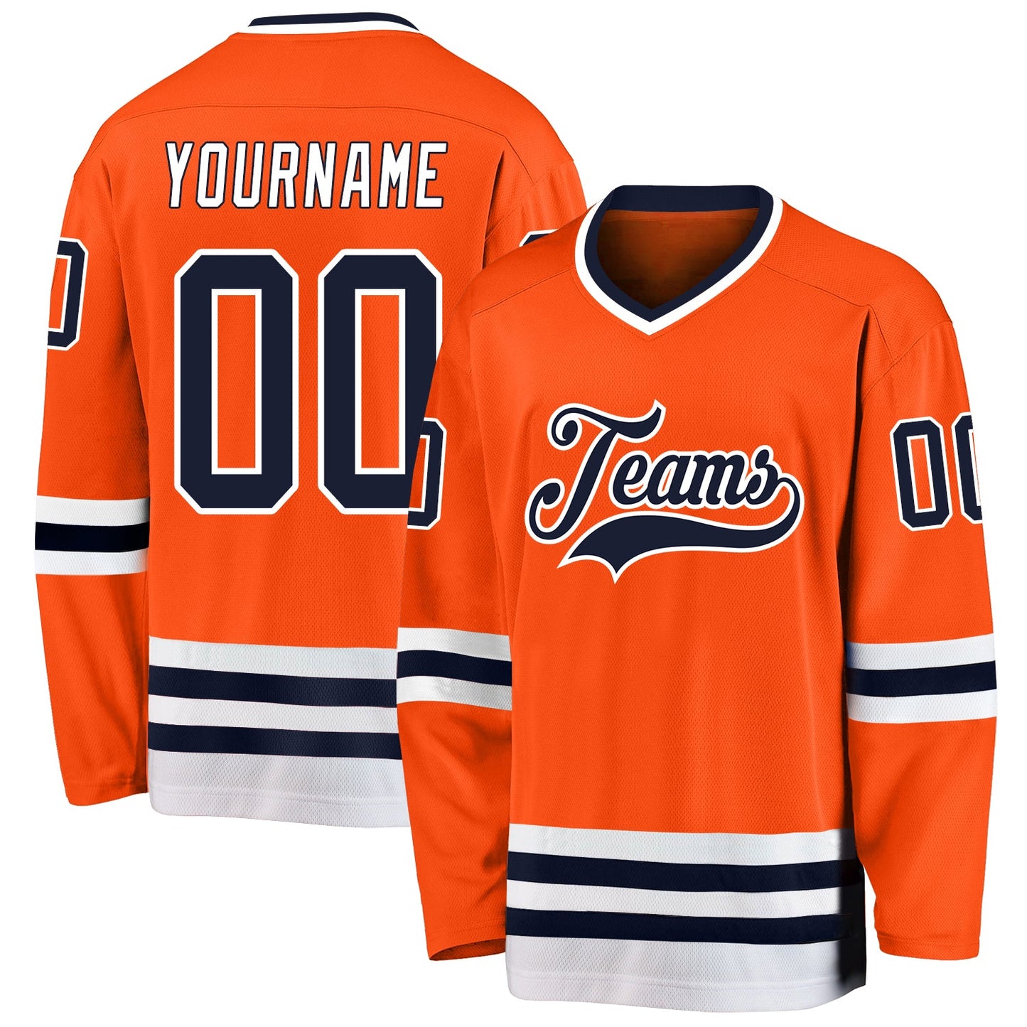 Custom Orange Navy-White Hockey Jersey - Main View