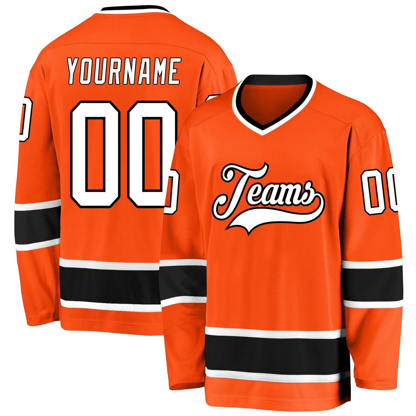 Custom Orange White-Black Hockey Jersey - Main View