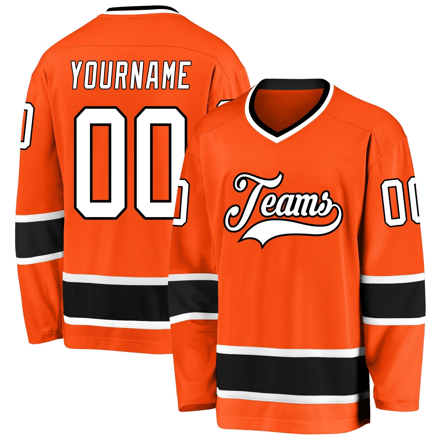 Custom Orange White-Black Hockey Jersey - Main View
