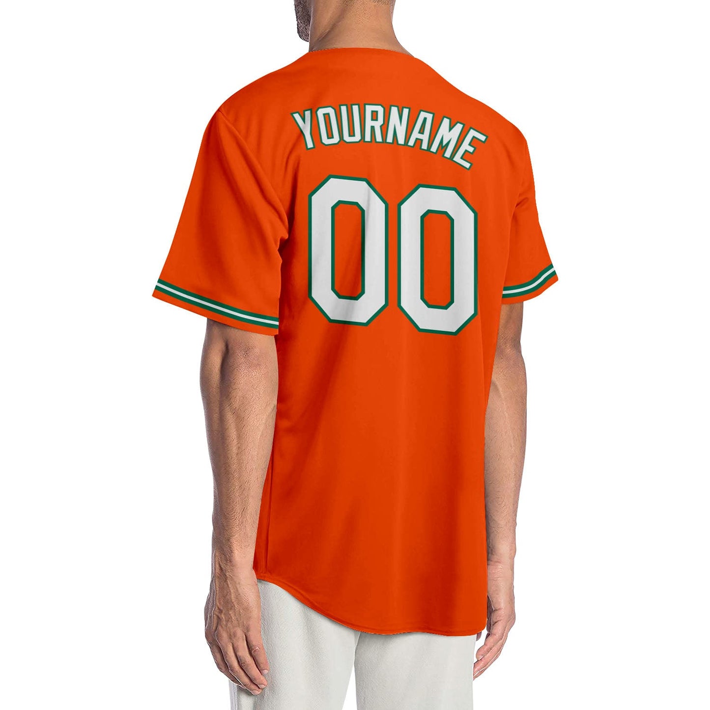 Custom Orange White-Kelly Green Authentic Baseball Jersey view 2