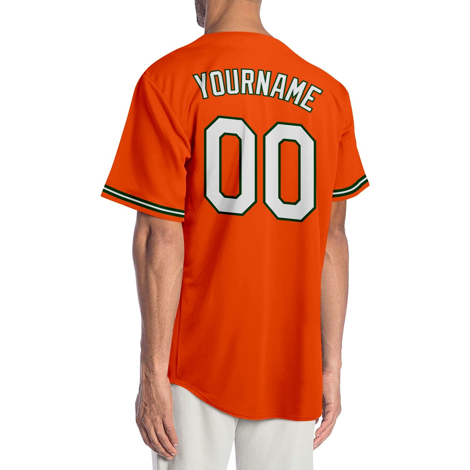 Custom Orange White-Green Authentic Baseball Jersey view 2
