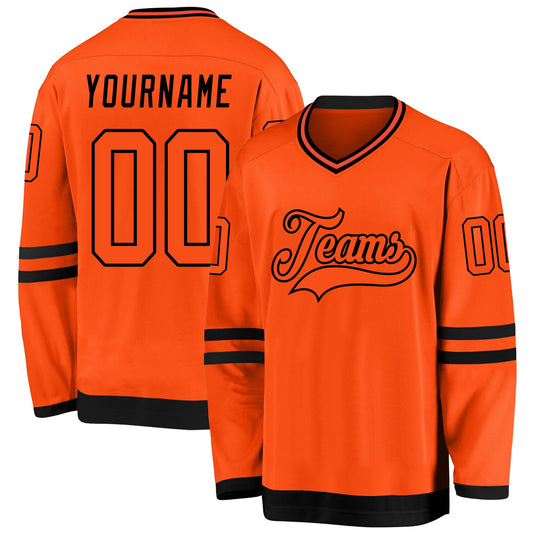 Custom Orange Orange-Black Hockey Jersey - Main View