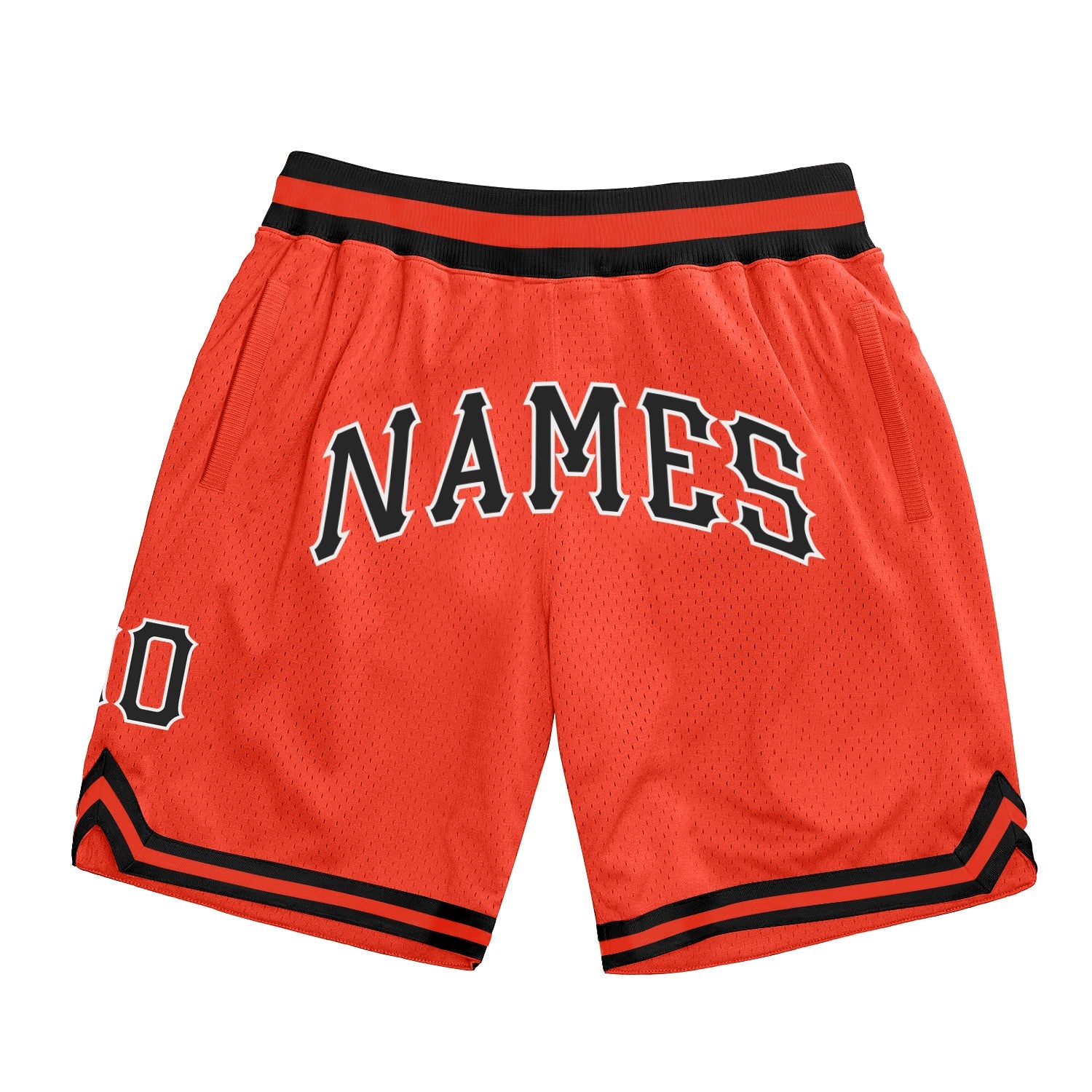 Custom Orange Black-White Authentic Throwback Basketball Shorts - Main View