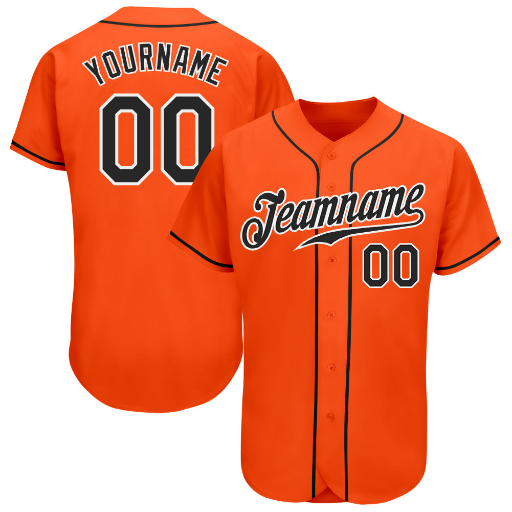 Custom Orange Black-White Authentic Baseball Jersey - Main View