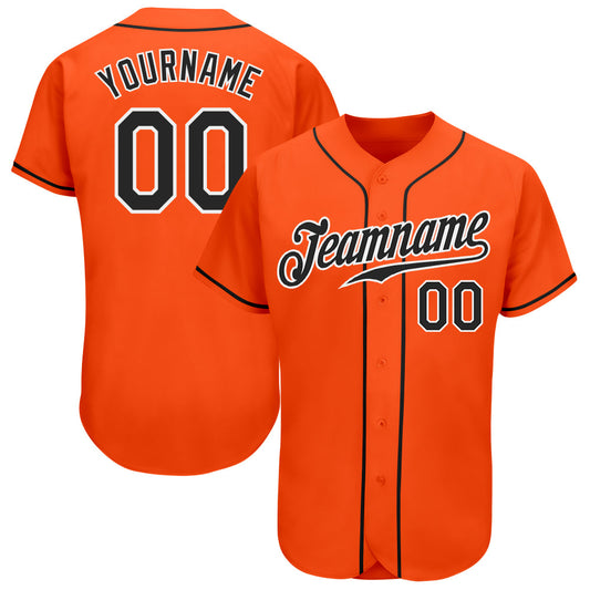 Custom Orange Black-White Authentic Baseball Jersey - Main View