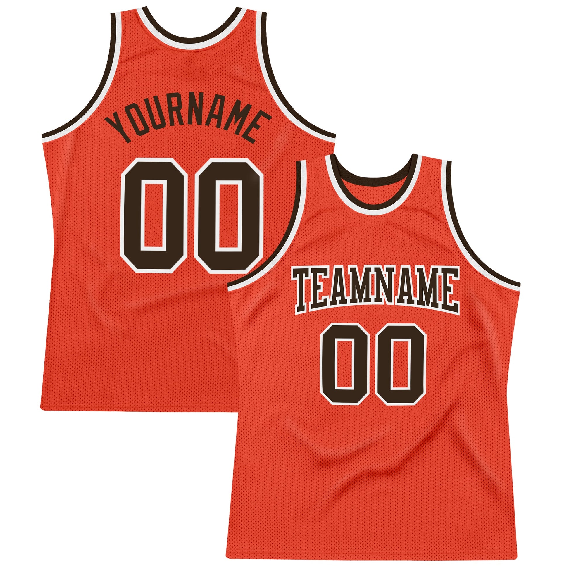 Custom Orange Brown-White Authentic Throwback Basketball Jersey - Main View