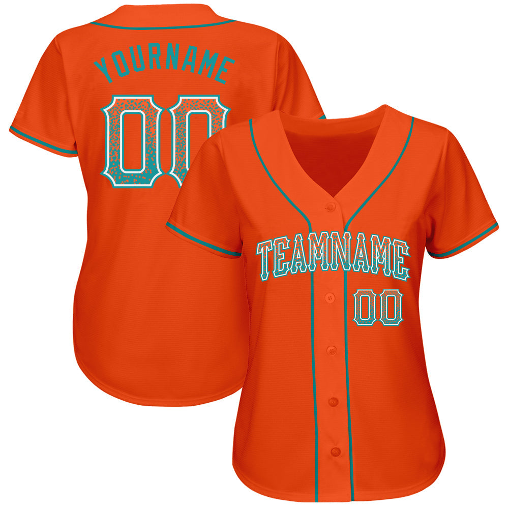 Custom Orange Teal-White Authentic Drift Fashion Baseball Jersey view 2